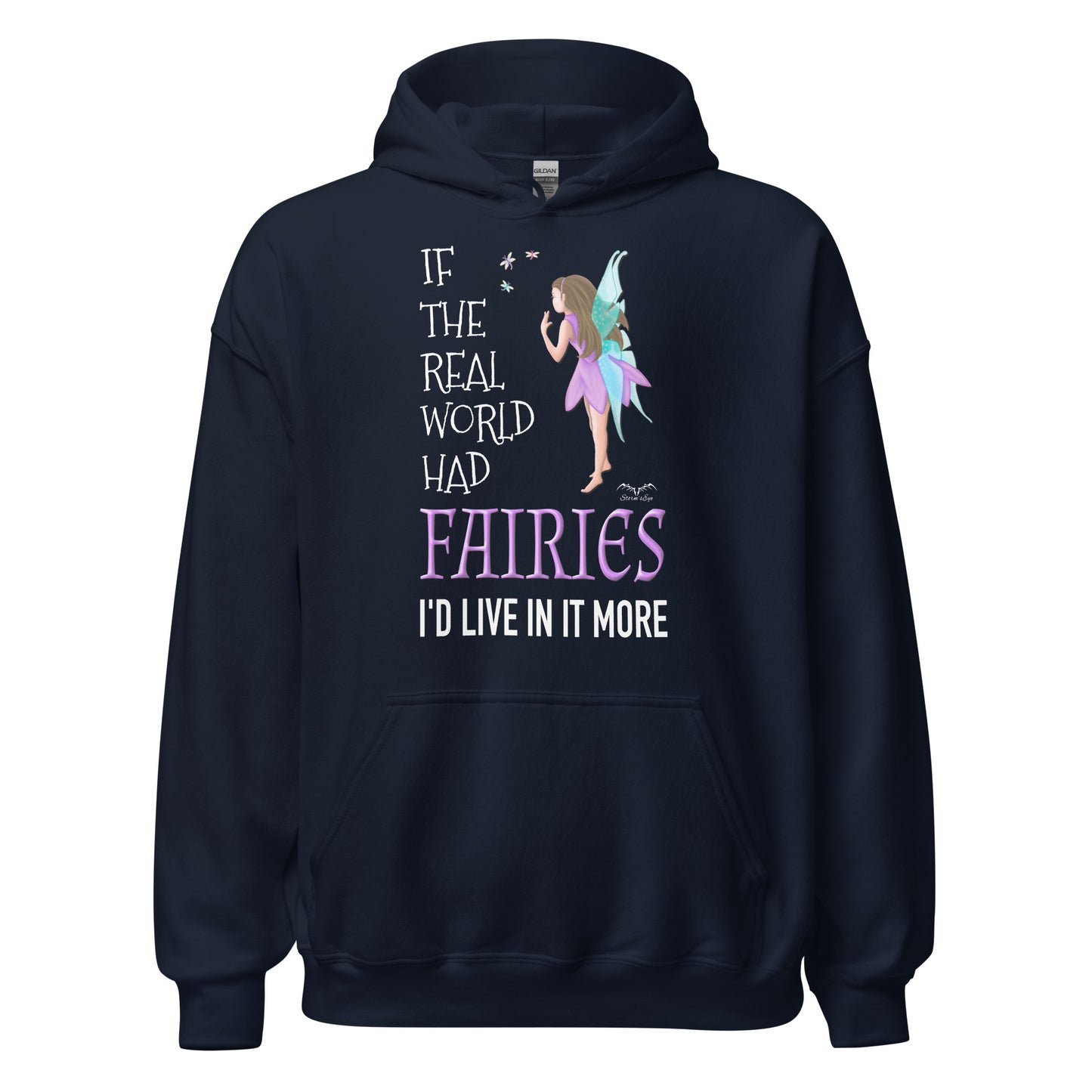 real world fairies hoodie navy blue by stormseye design