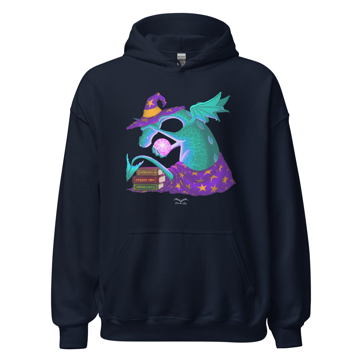 wizard dragon hoodie navy blue by stormseye design