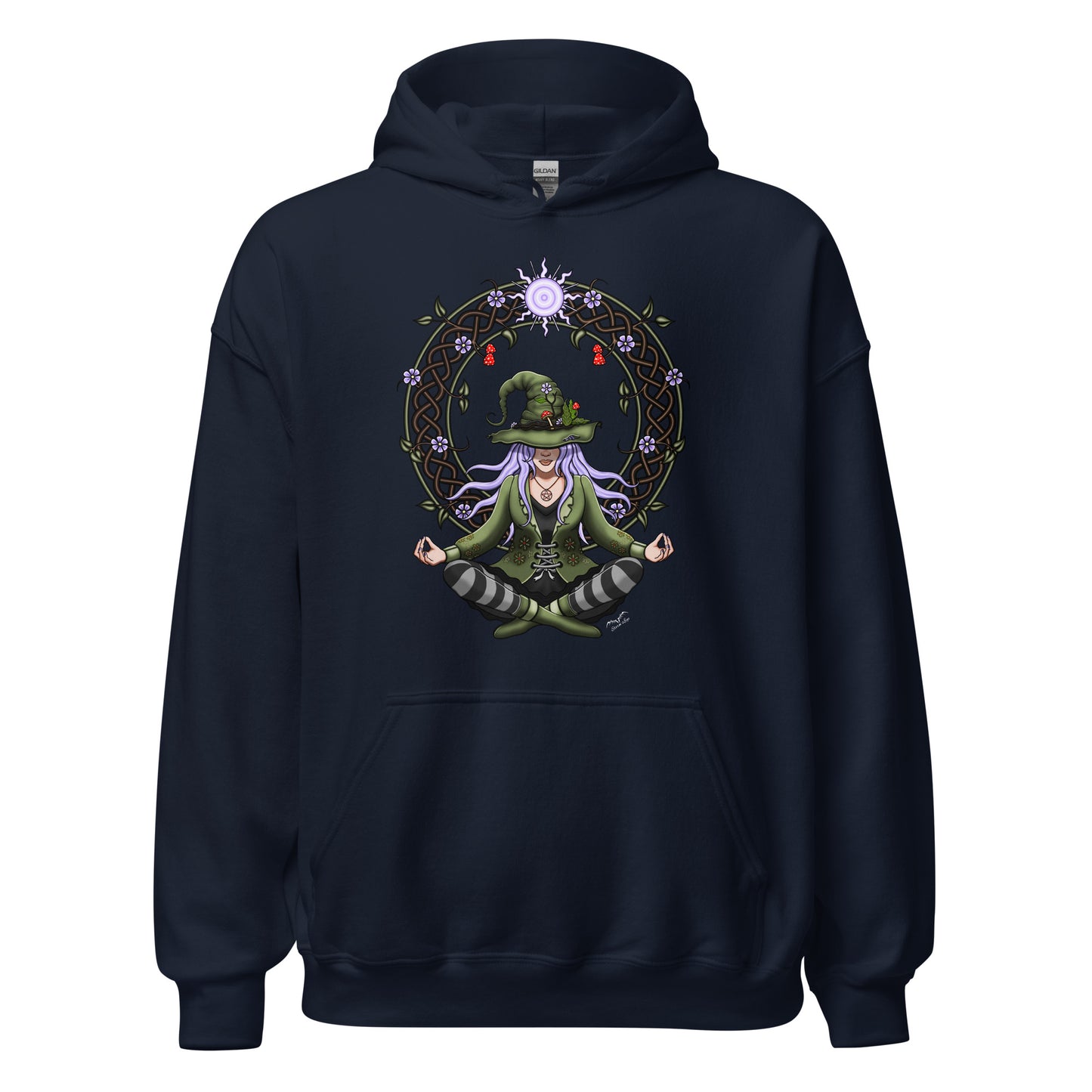 stormseye design hedge witch hoodie flat view navy blue