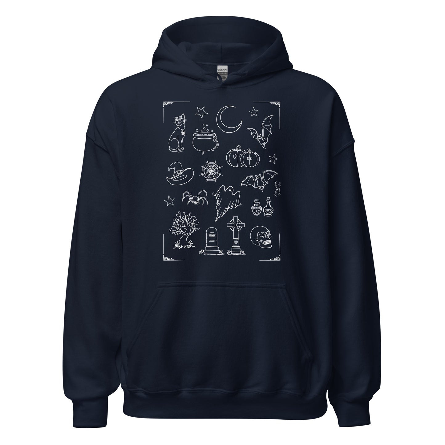 stormseye design halloween vibe hoodie flat view navy blue