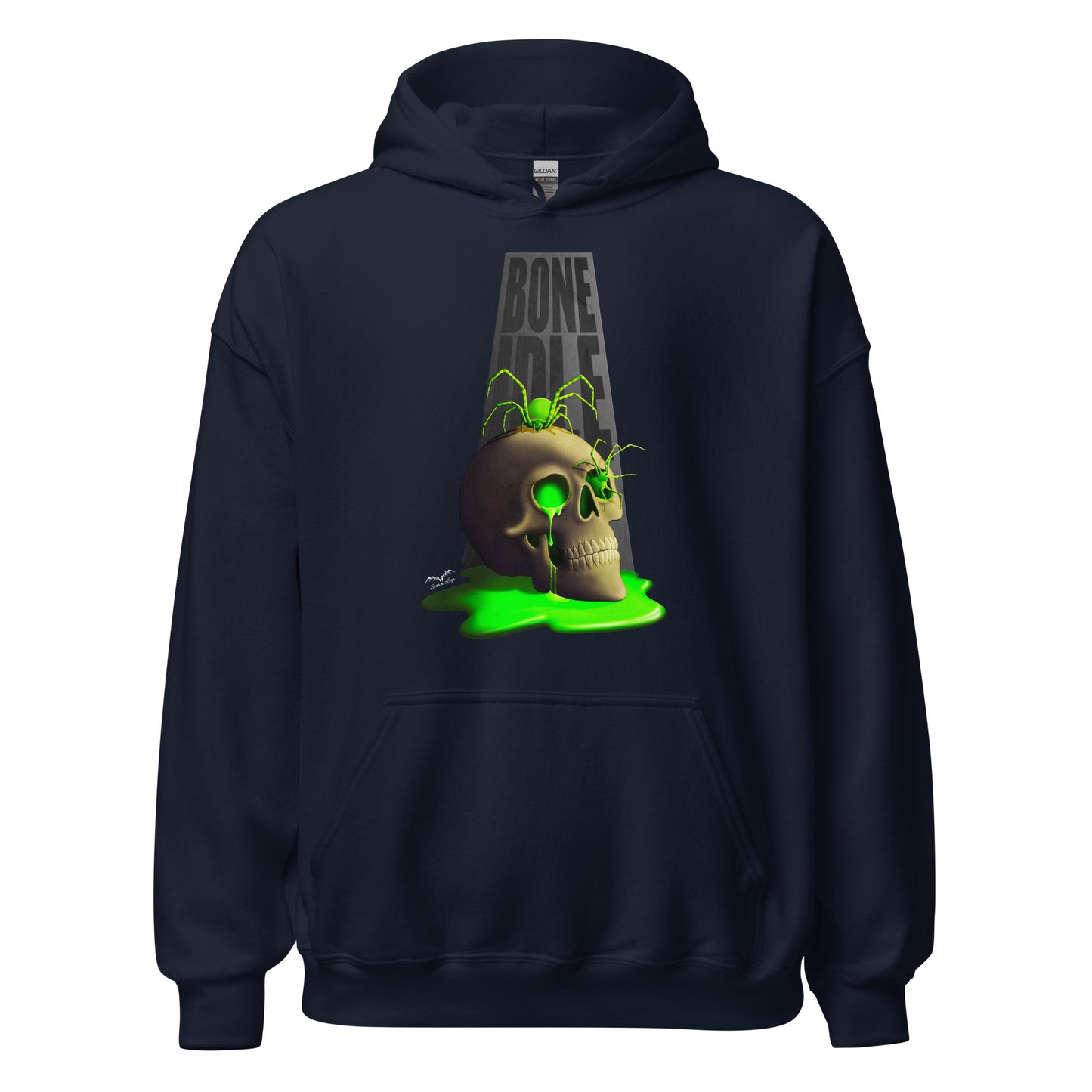Bone Idle Skull And Spiders Hoodie | Gothic Horror Nuclear Waste Sweater | 7 Colours