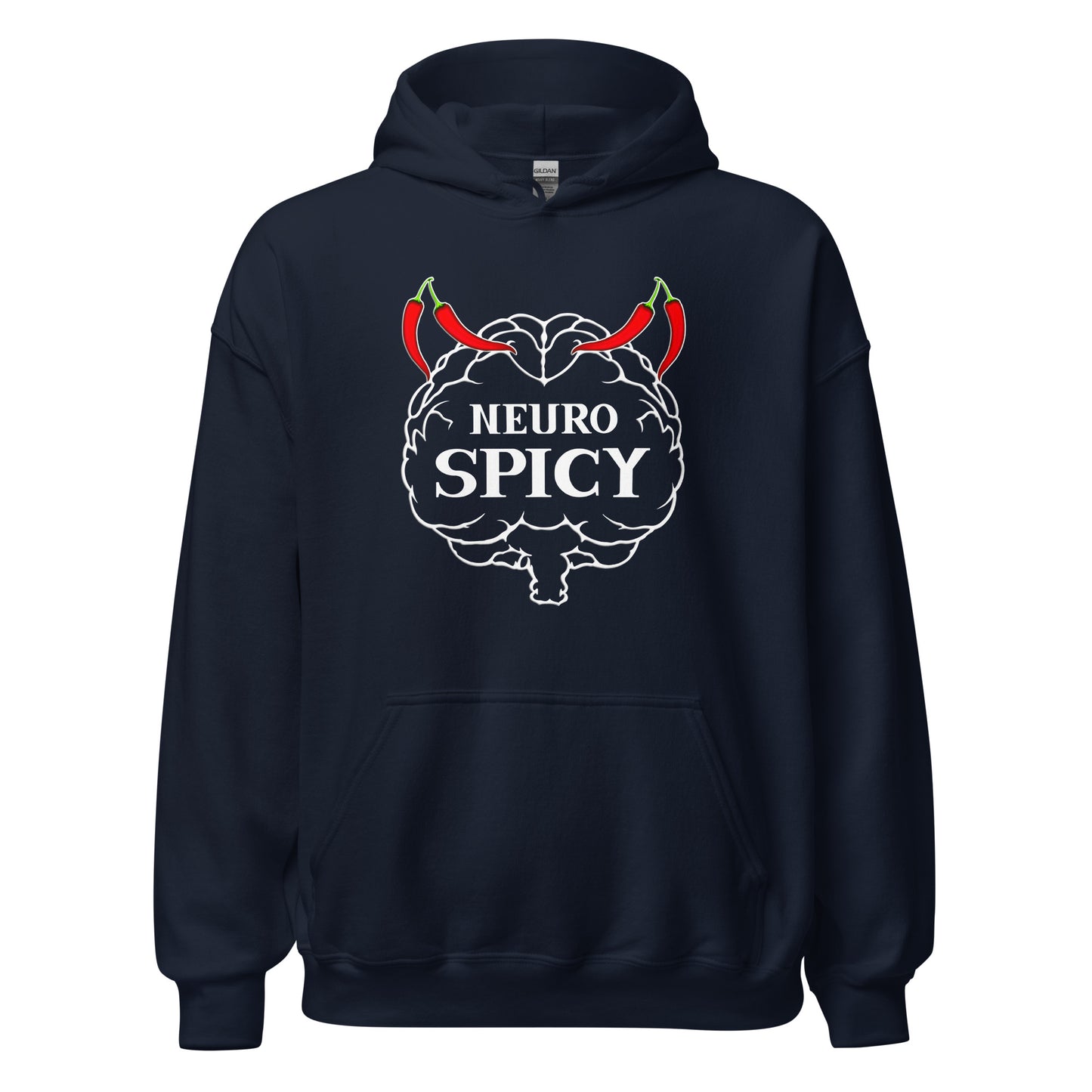 Neuro spicy hoodie by Stormseye, navy blue