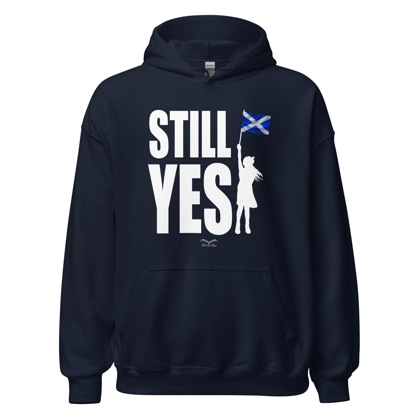 still yes hoodie by stormseye, navy blue