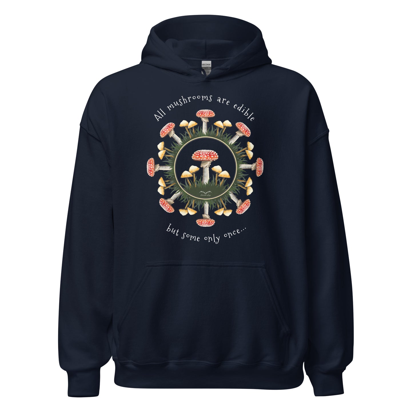 edible mushrooms hoodie by stormseye, navy blue