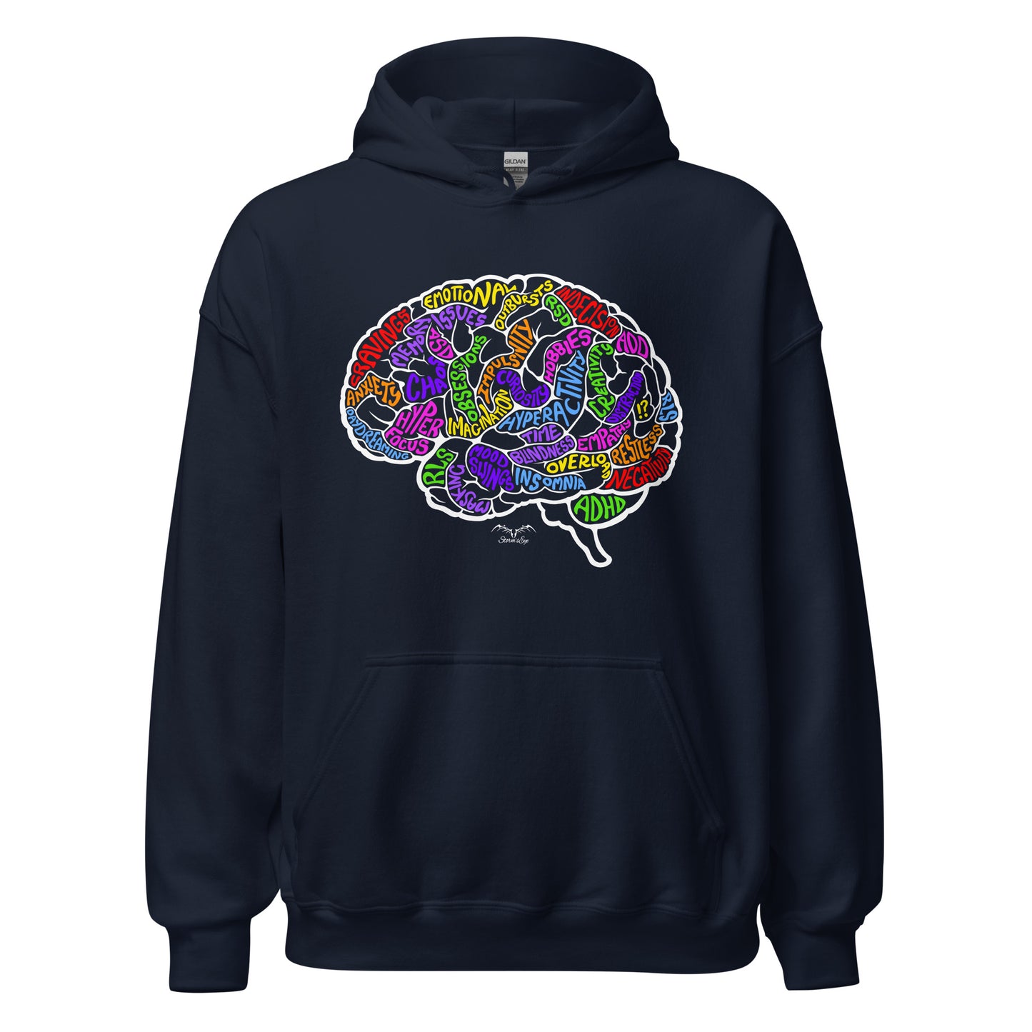 ADHD brain symptoms Hoodie by Stormseye Design navy blue