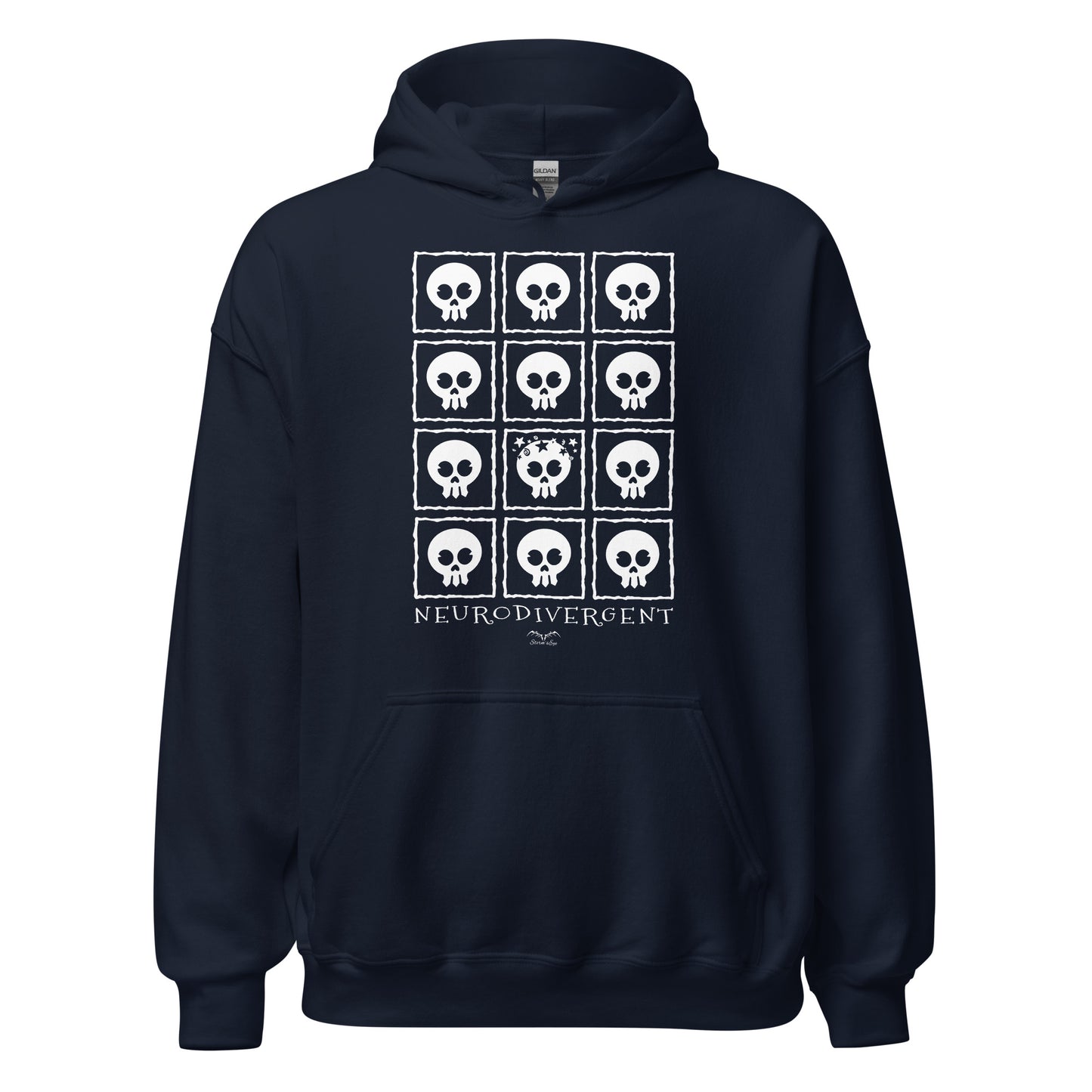 Neurodivergent Skulls Hoodie by Stormseye Design navy blue