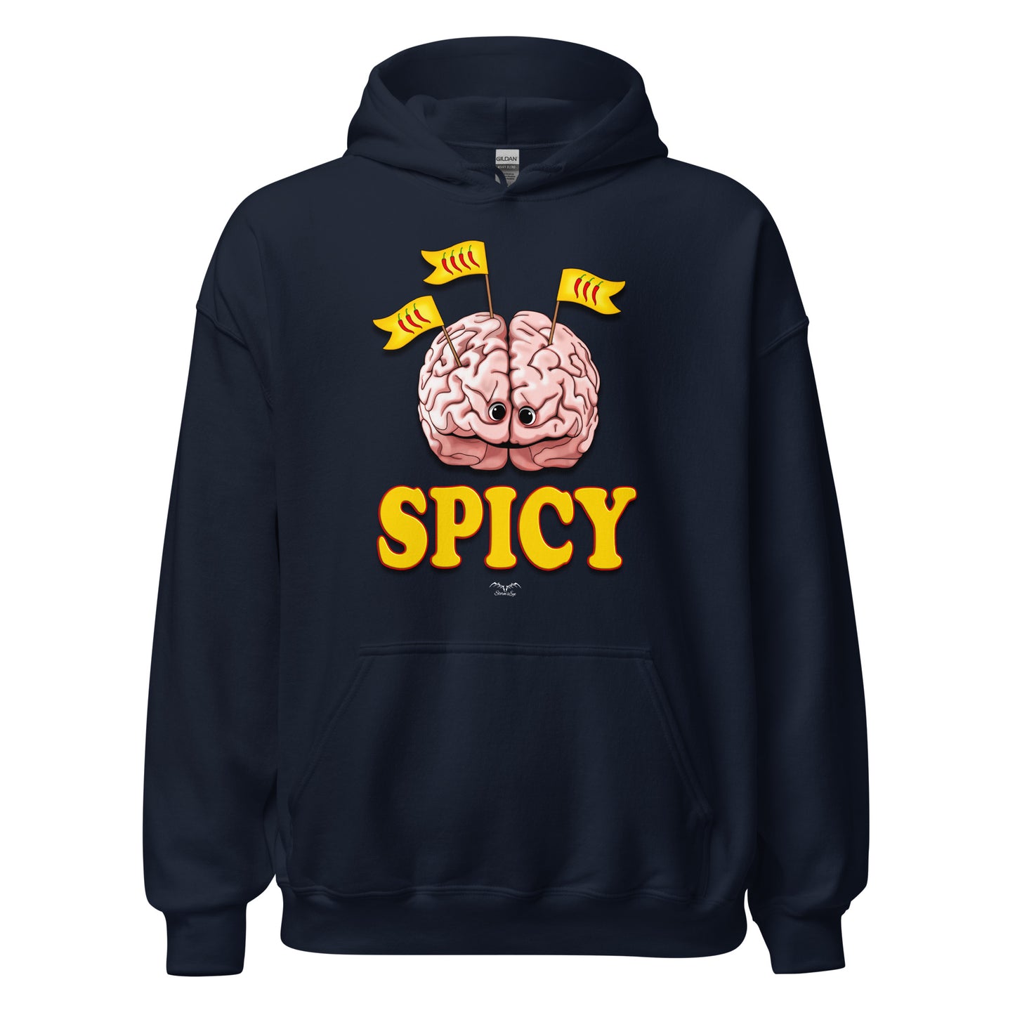 spicy brain hoodie by stormseye design navy blue