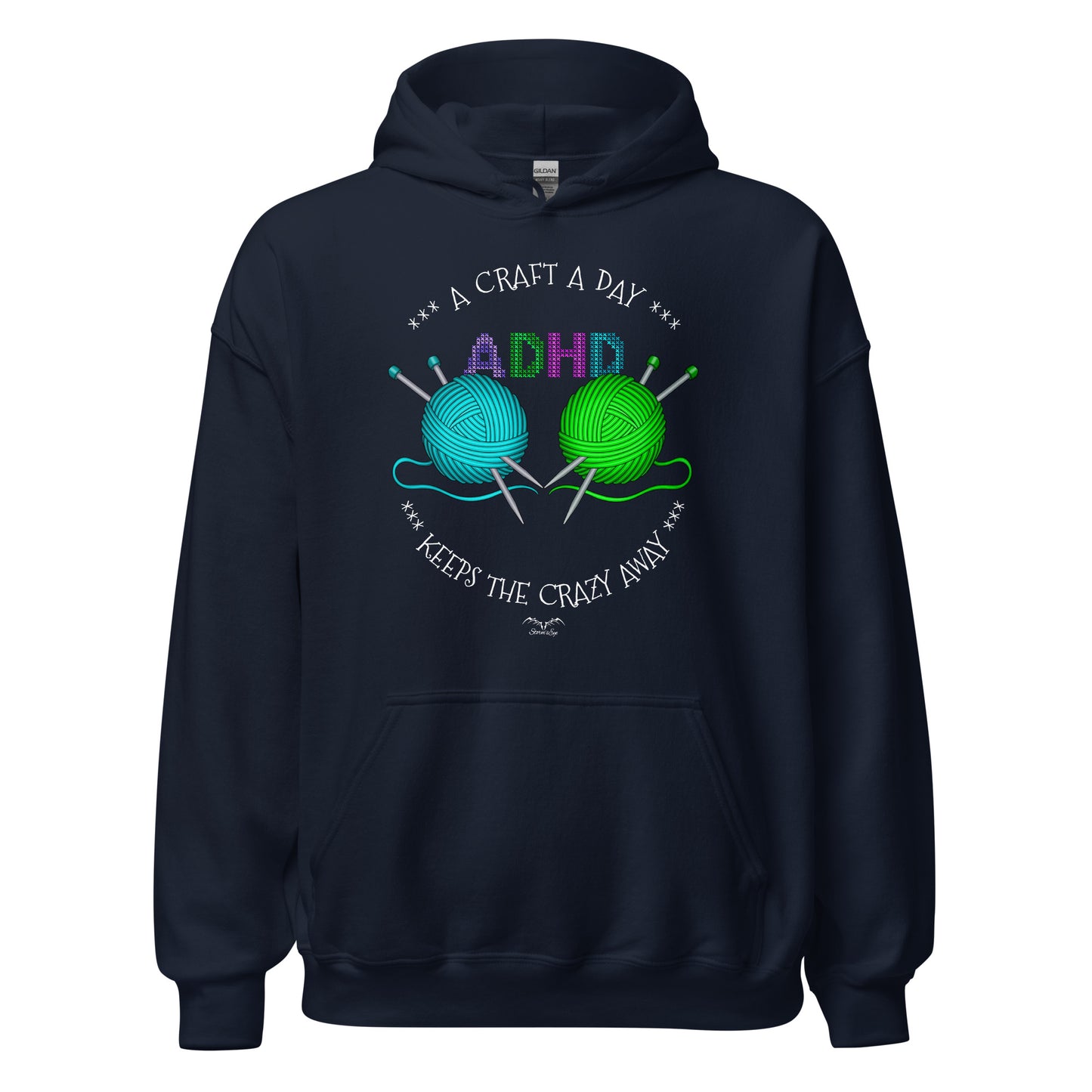 ADHD crafting hoodie by Stormseye Design navy blue