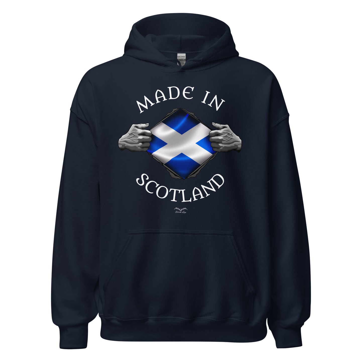made in scotland hoodie by stormseye design, navy blue