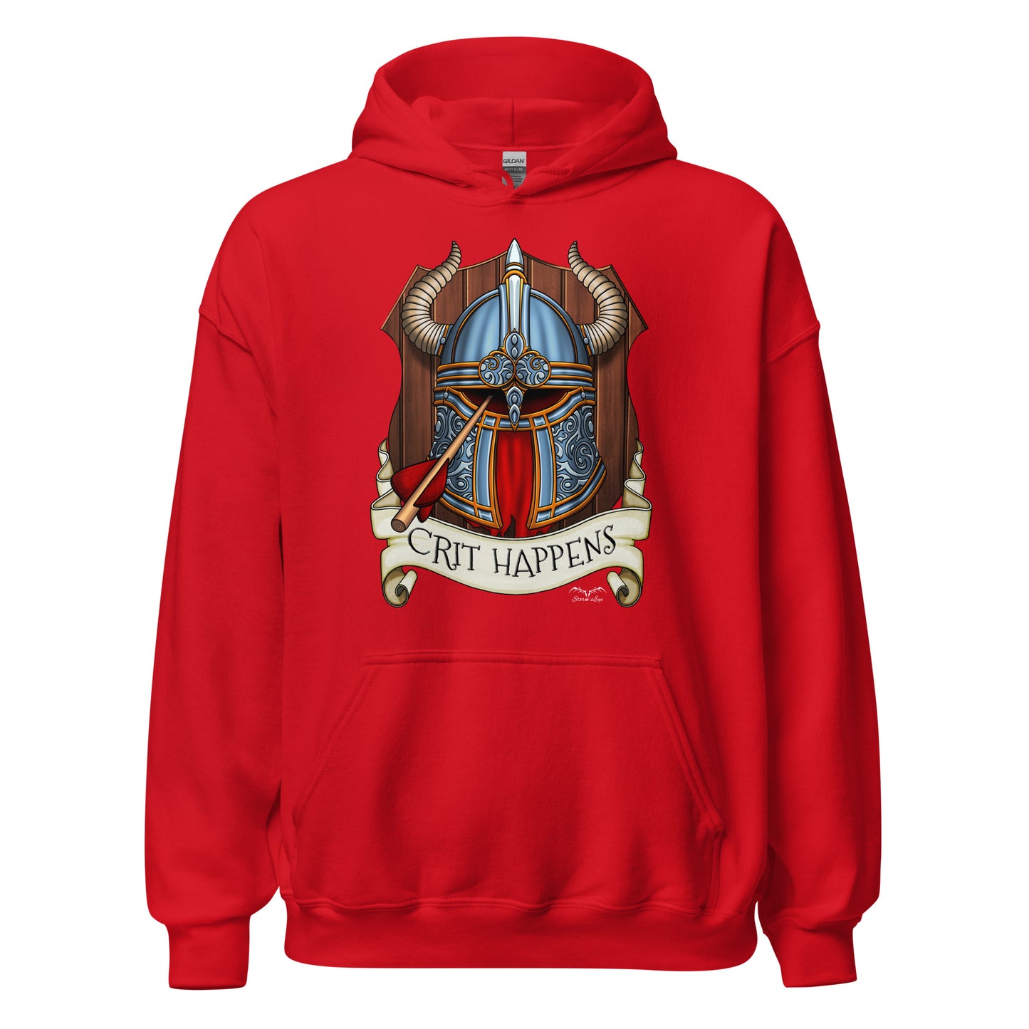 crit happens DnD hoodie bright red by stormseye design