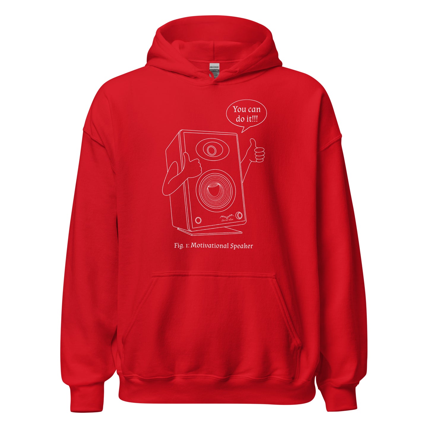 funny motivational speaker hoodie, bright red, by Stormseye Design
