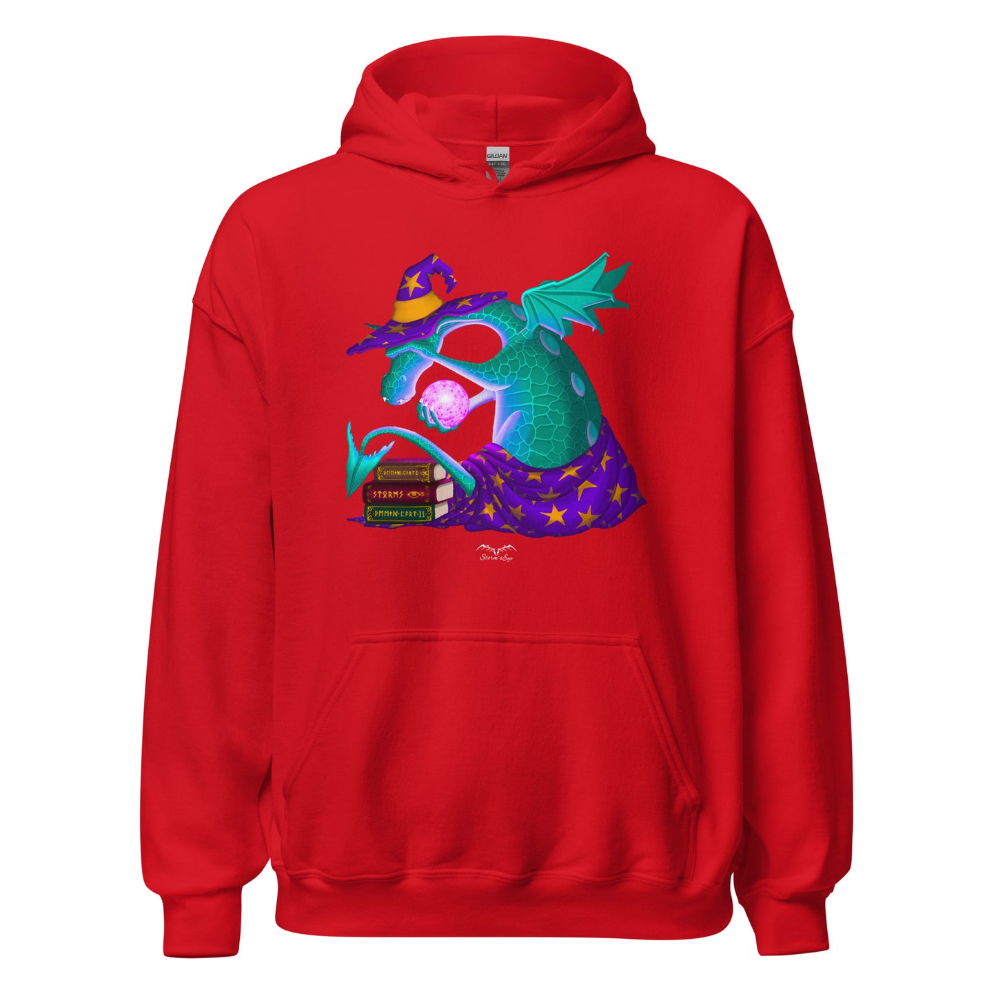 wizard dragon hoodie bright red by stormseye design
