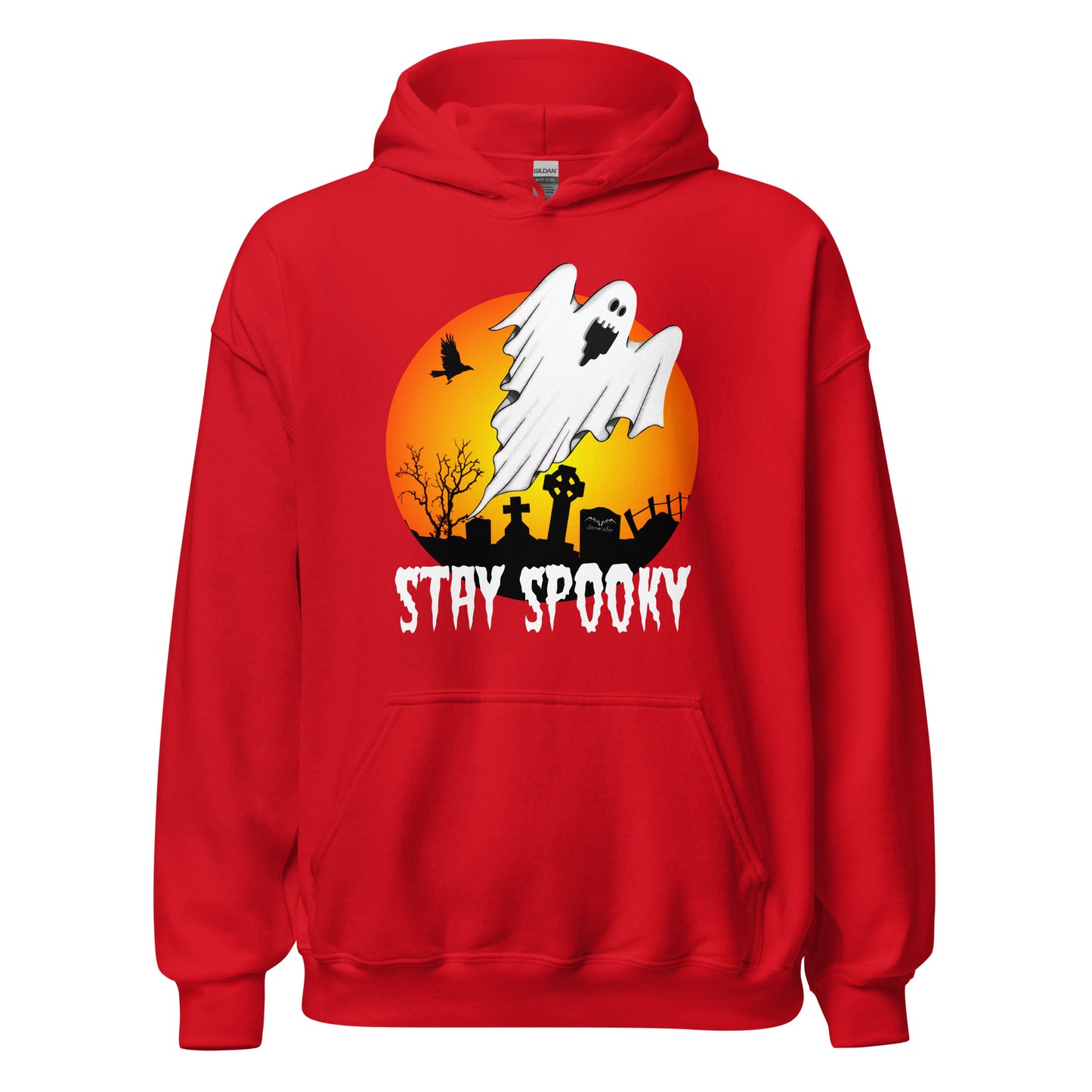 stormseye design stay spooky halloween hoodie flat view red