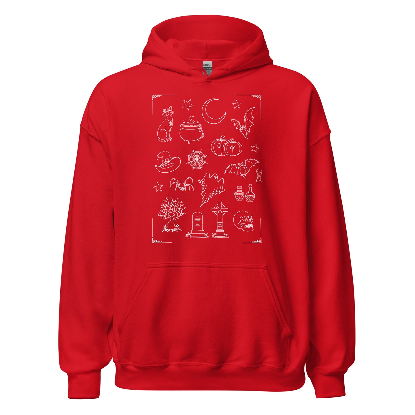 stormseye design halloween vibe hoodie flat view red