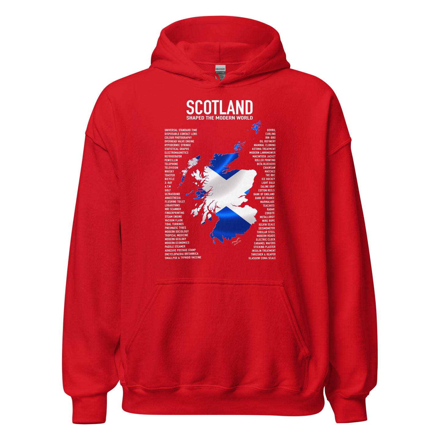 scotland inventions hoodie by Stormseye Design, red