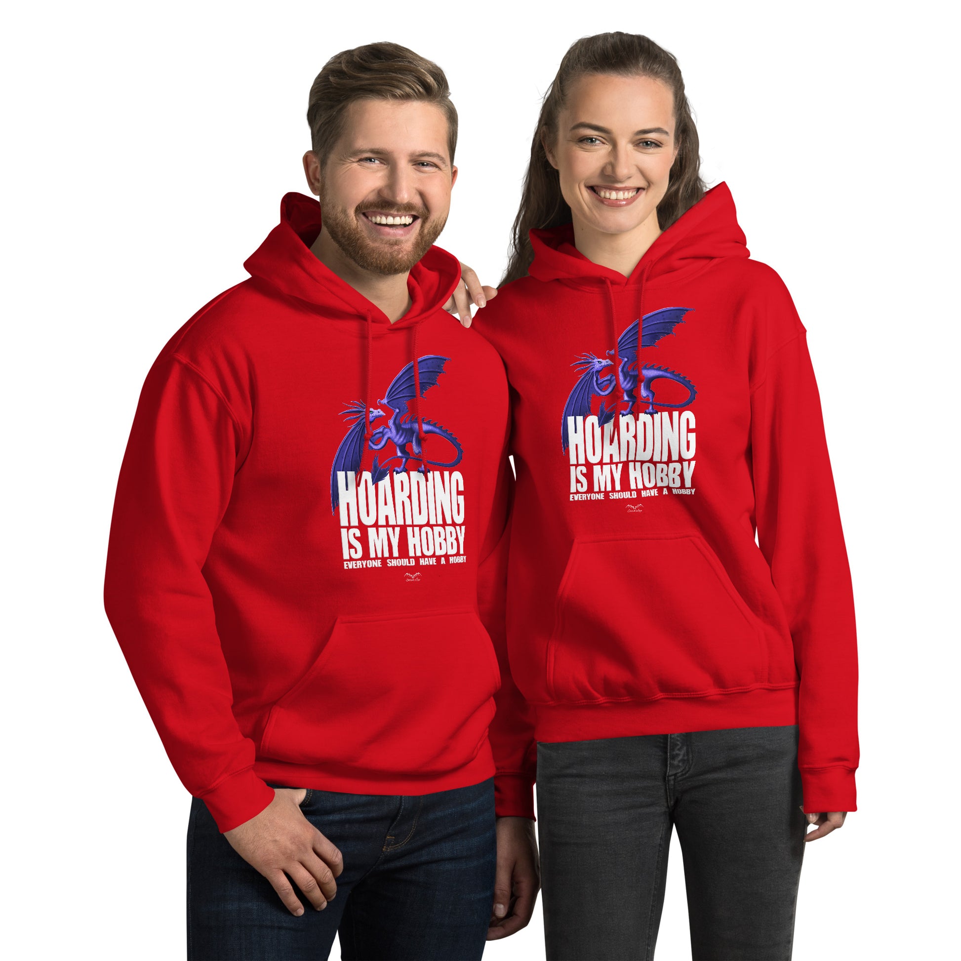 dragon hoarder hoodie by stormseye design red, modelled view