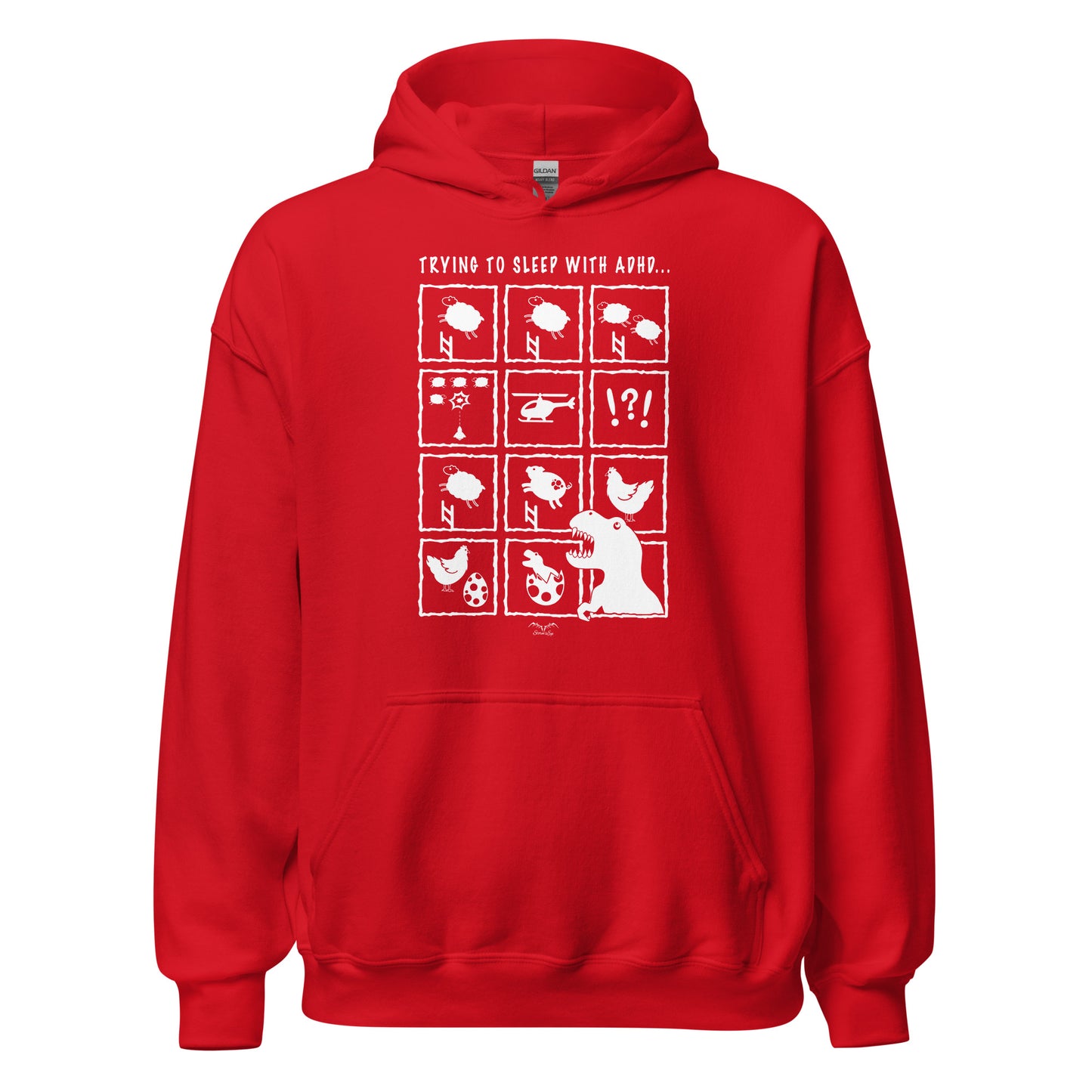 adhd insomnia hoodie by stormseye design, red