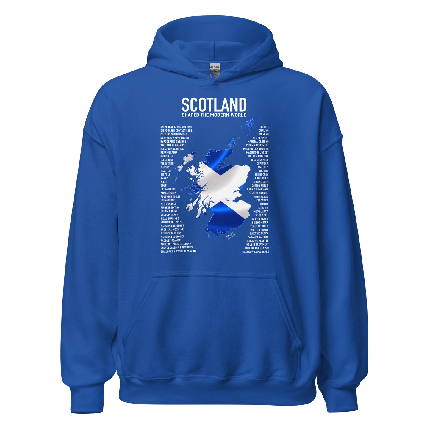scotland inventions hoodie by Stormseye Design, royal blue