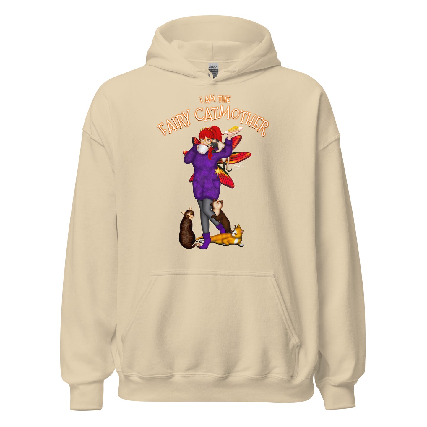 fairy cat mother hoodie for mum, cream, by stormseye design