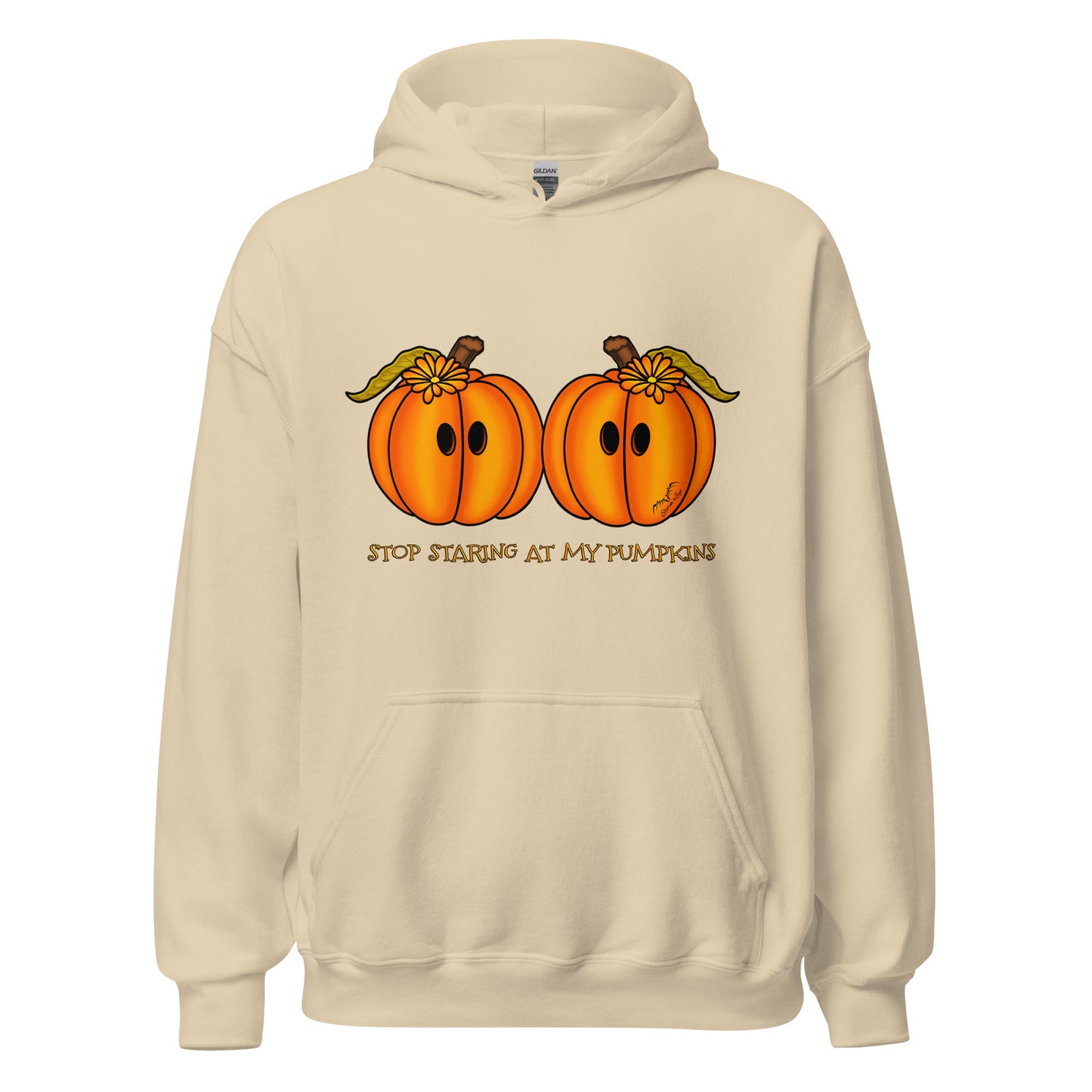 stormseye design staring pumpkins halloween hoodie flat view cream