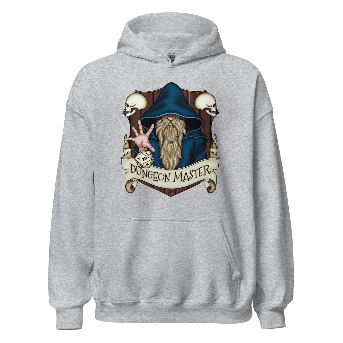 dungeon master DnD hoodie light grey by stormseye design