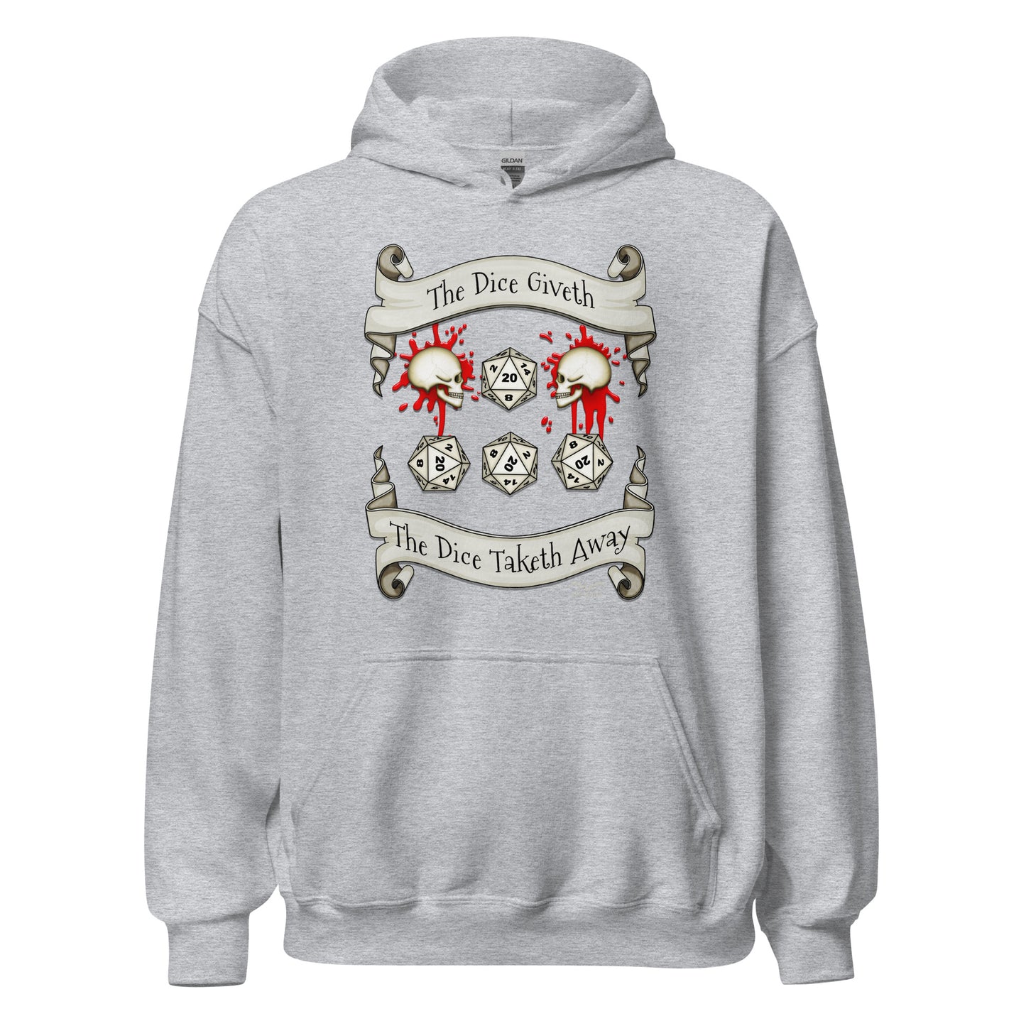Dungeons And Dragons D20 Dice roll hoodie light grey by stormseye design