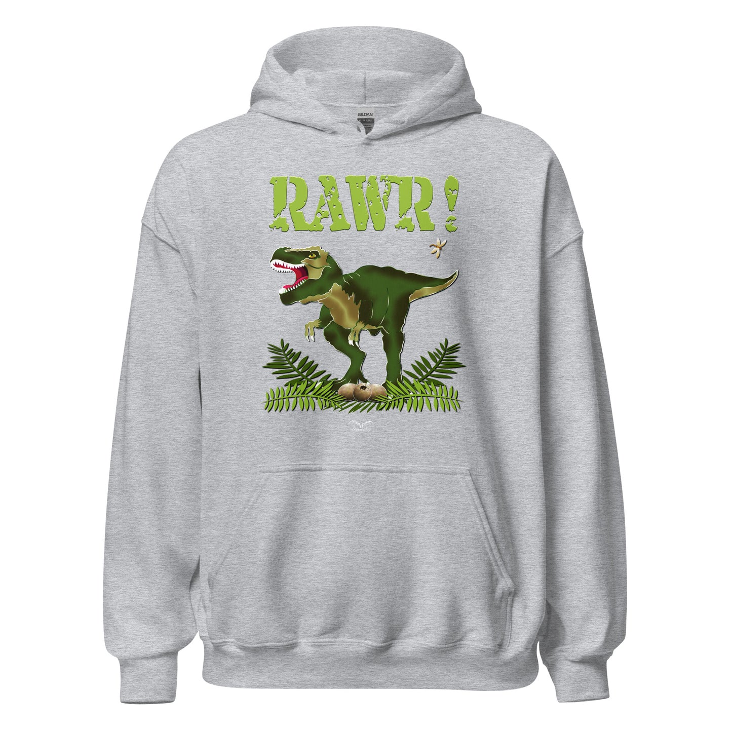 t rex dinosaur hoodie light grey by stormseye design
