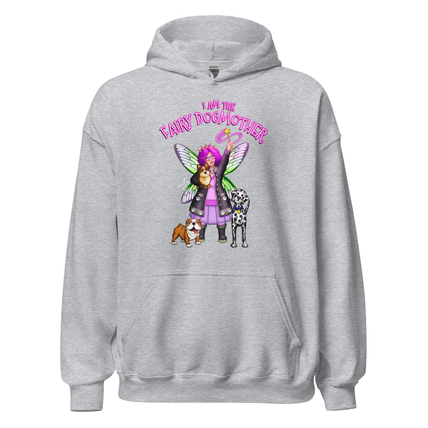 dog mother fairy hoodie light grey by stormseye design