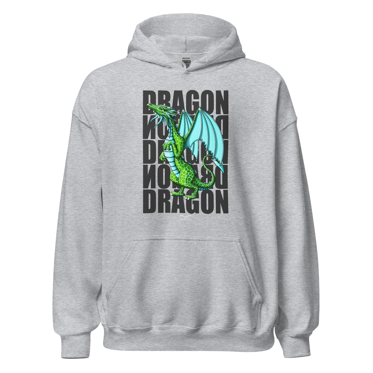 green dragon fantasy hoodie, light grey, by stormseye design