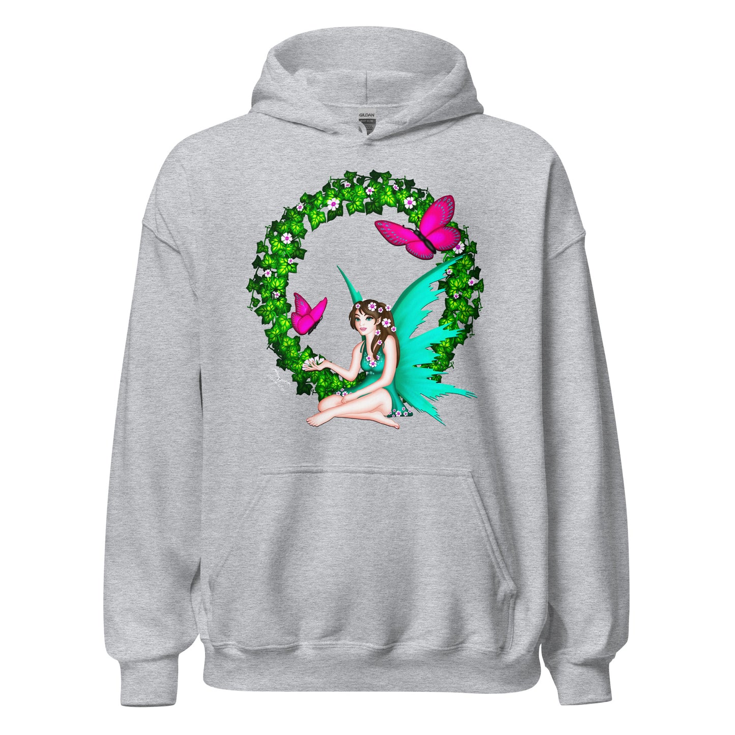 butterfly fairy hoodie light grey, by stormseye design