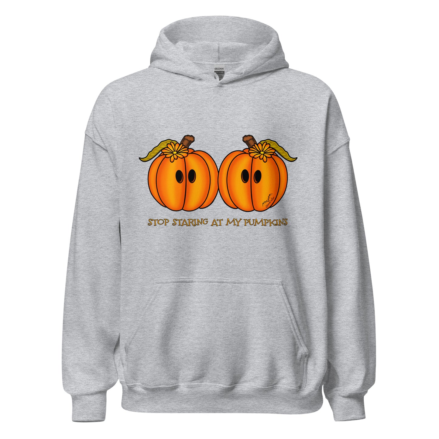 stormseye design staring pumpkins halloween hoodie flat view sport grey