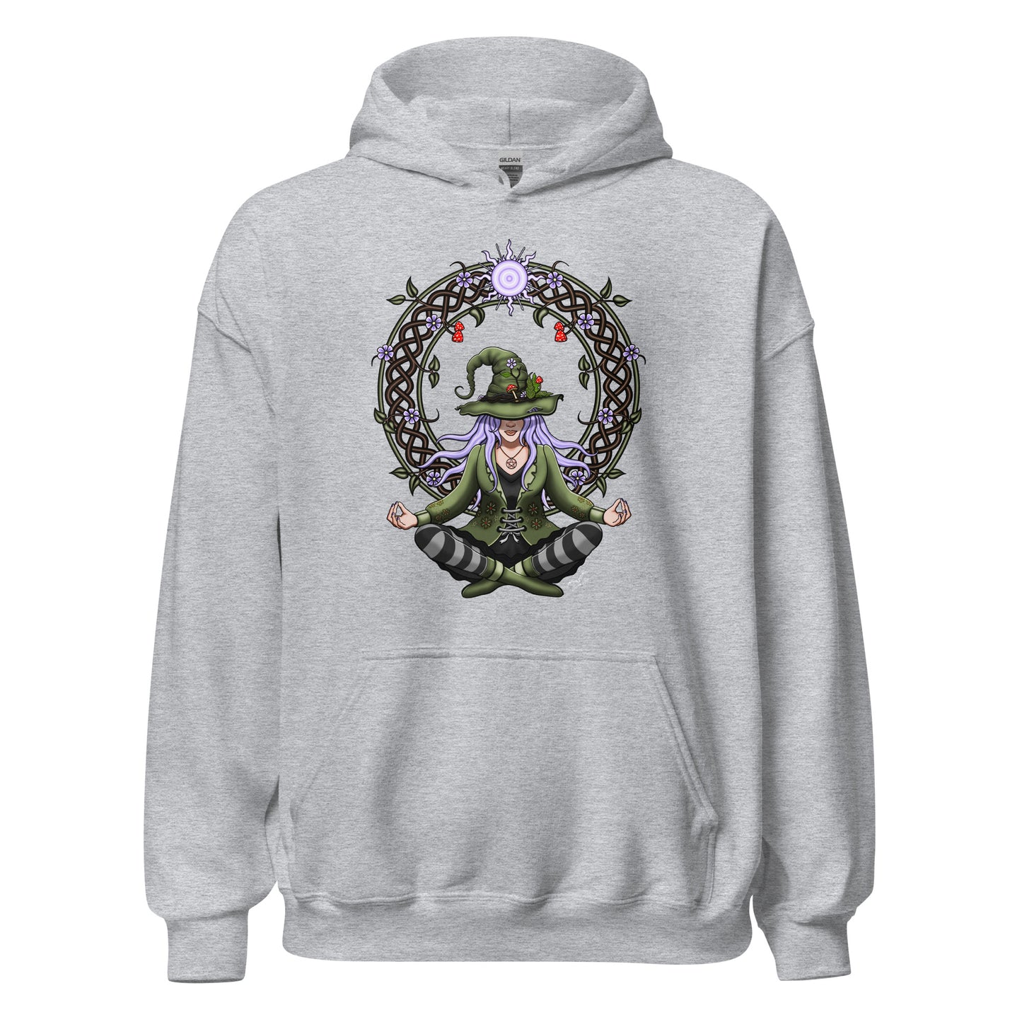 stormseye design hedge witch hoodie flat view sport grey