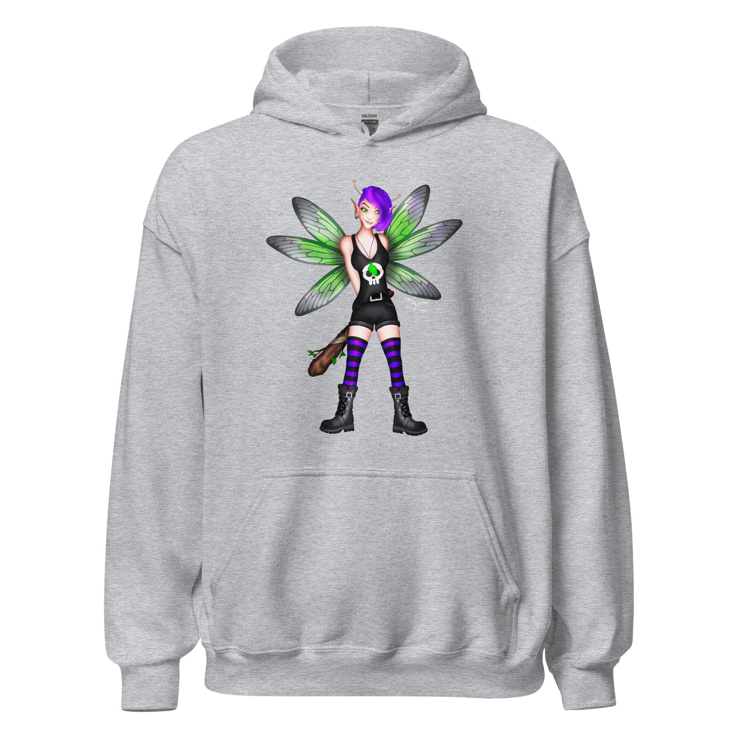 stormseye design rocker fairy fink hoodie flat view sport grey