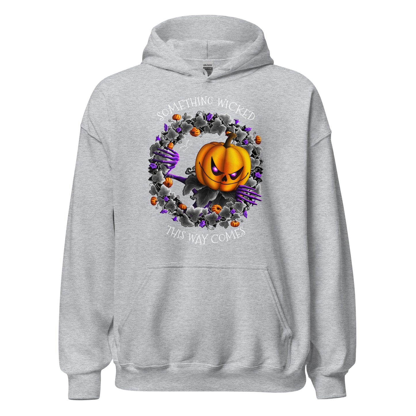 stormseye design pumpkin king halloween hoodie flat view sport grey