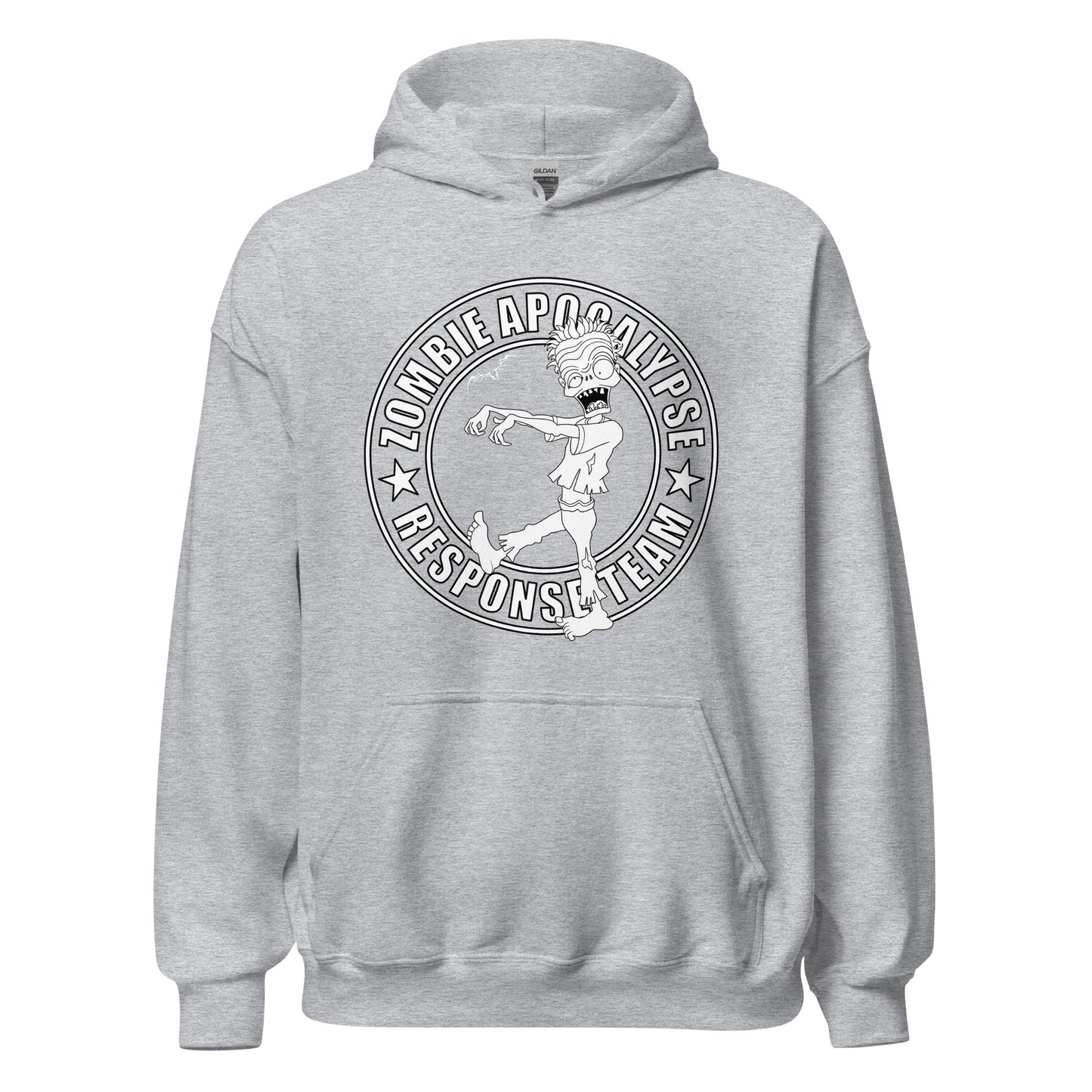 stormseye design zombie apocalypse colour hoodie, flat view sports grey