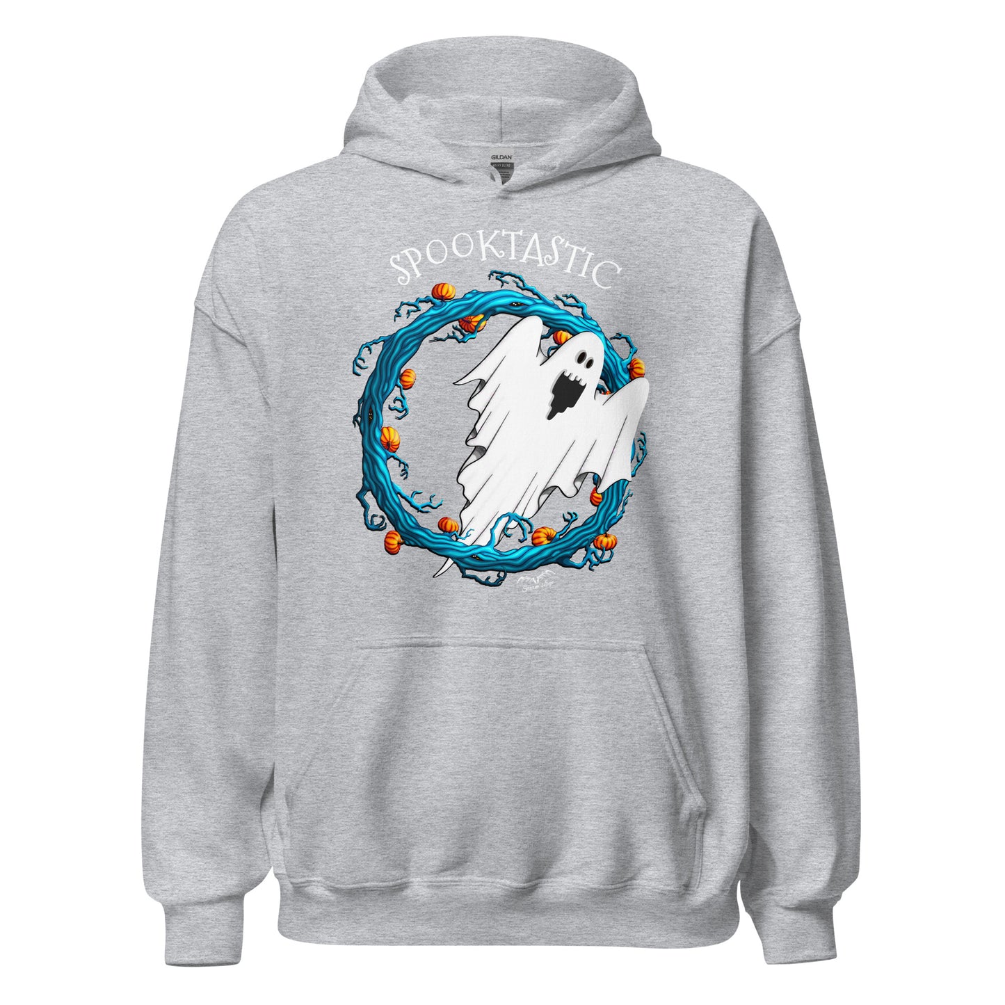 stormseye design halloween ghost spooktastic hoodie flat view sport grey