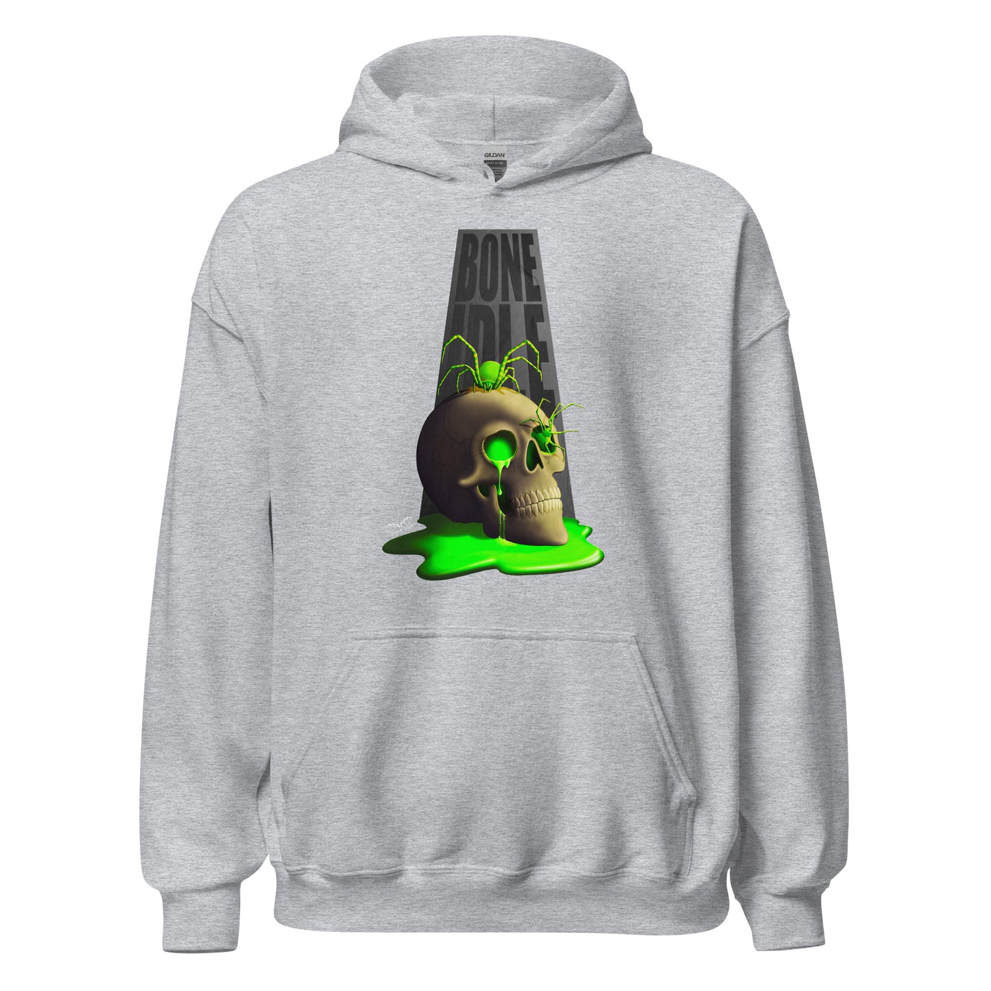 Bone Idle Skull And Spiders Hoodie | Gothic Horror Nuclear Waste Sweater | 7 Colours