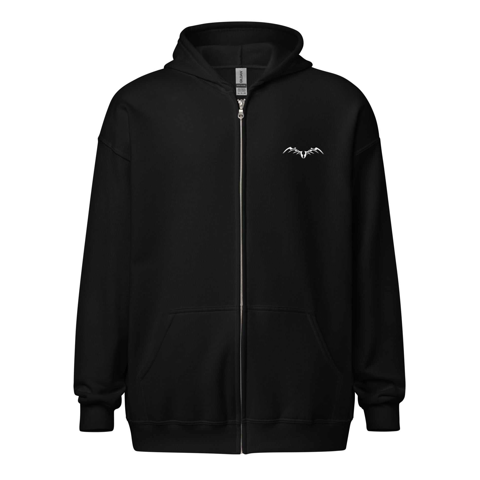 weird, witchy & wonderful back print zip hoodie by stormseye design. Black, front