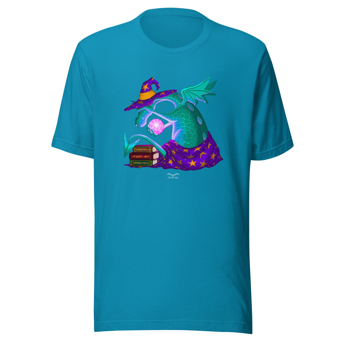 wizard dragon t-shirt bright blue by stormseye design