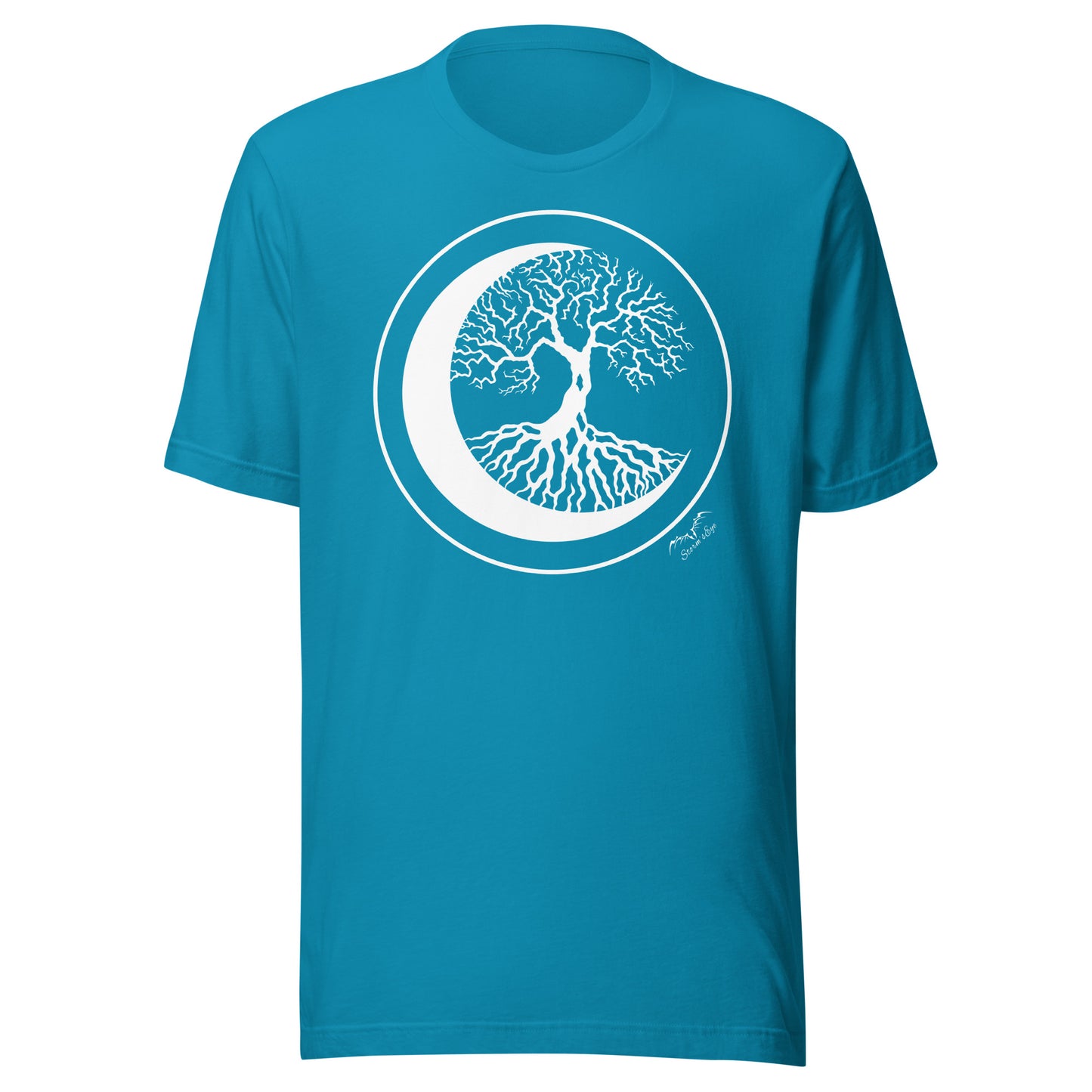 stormseye design witching hour 2 T shirt, flat view bright blue