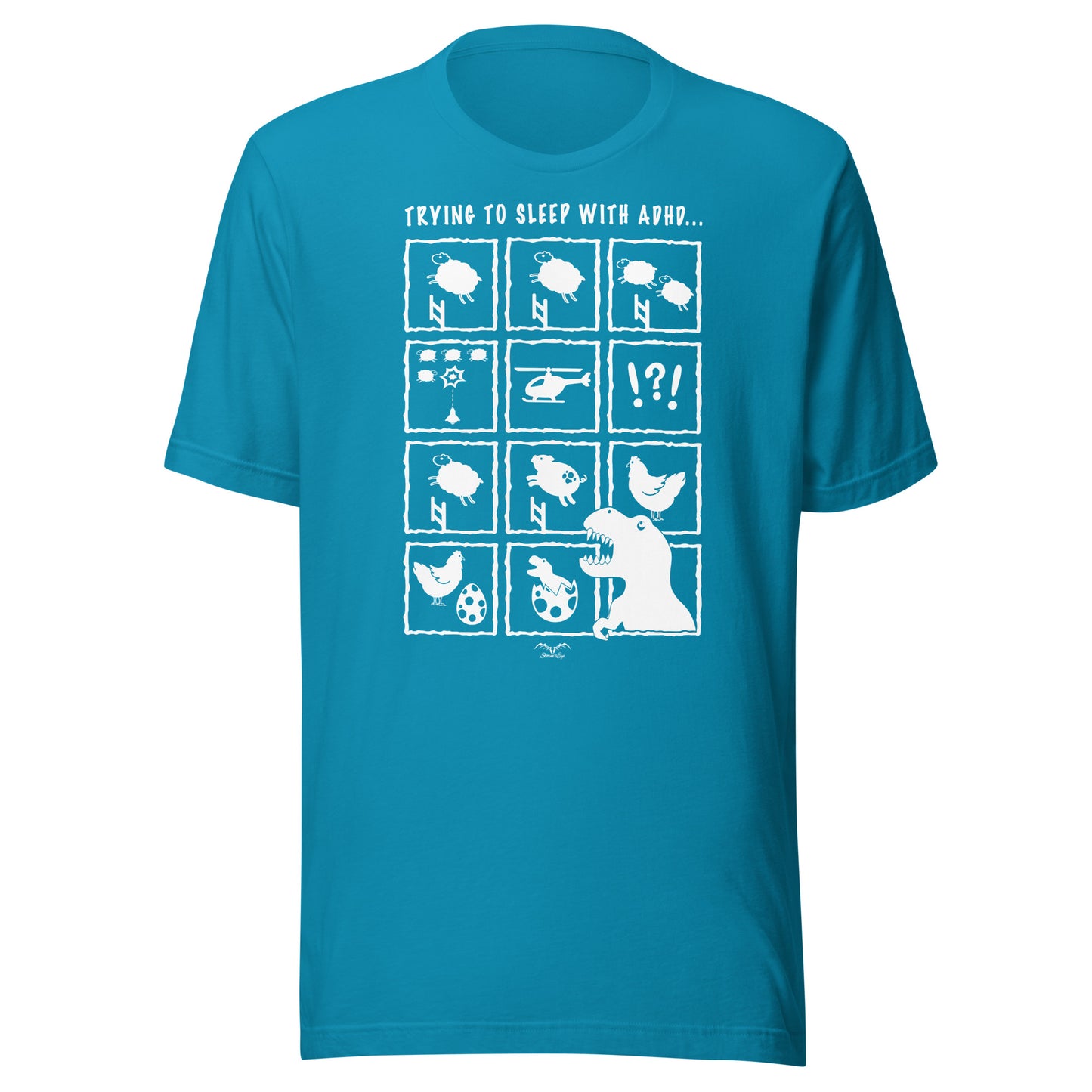 ADHD insomnia t-shirt by Stormseye, bright blue