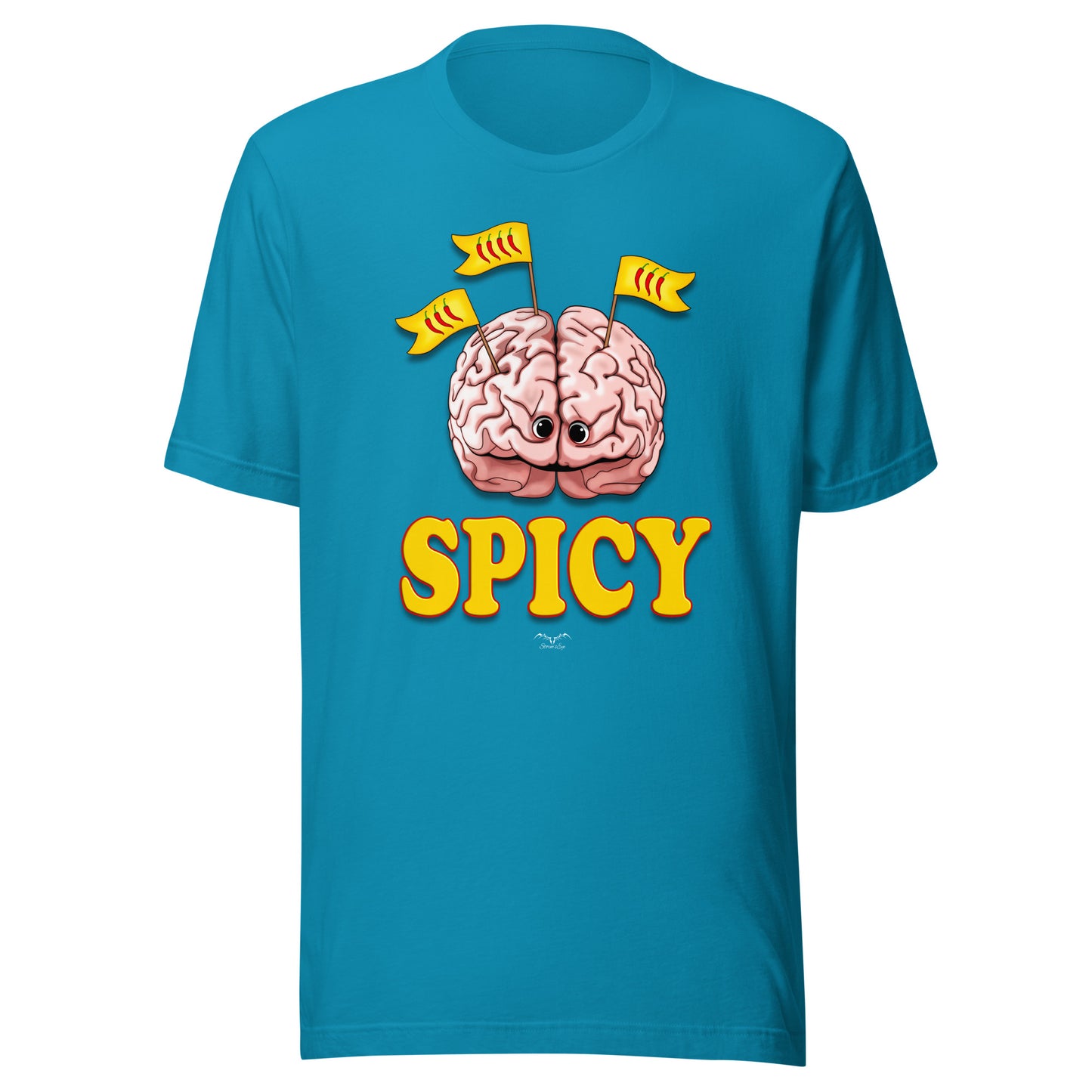 Funny Spicy Brain T-shirt by Stormseye, bright blue