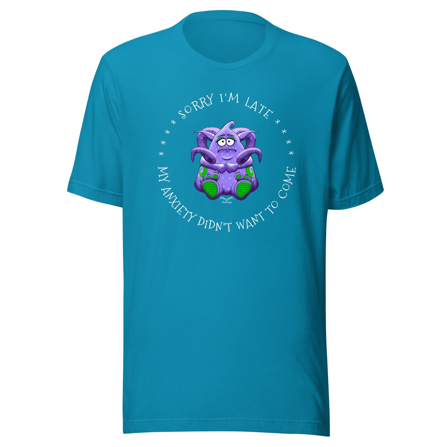 Anxiety Monster T-shirt by Stormseye. Bright blue