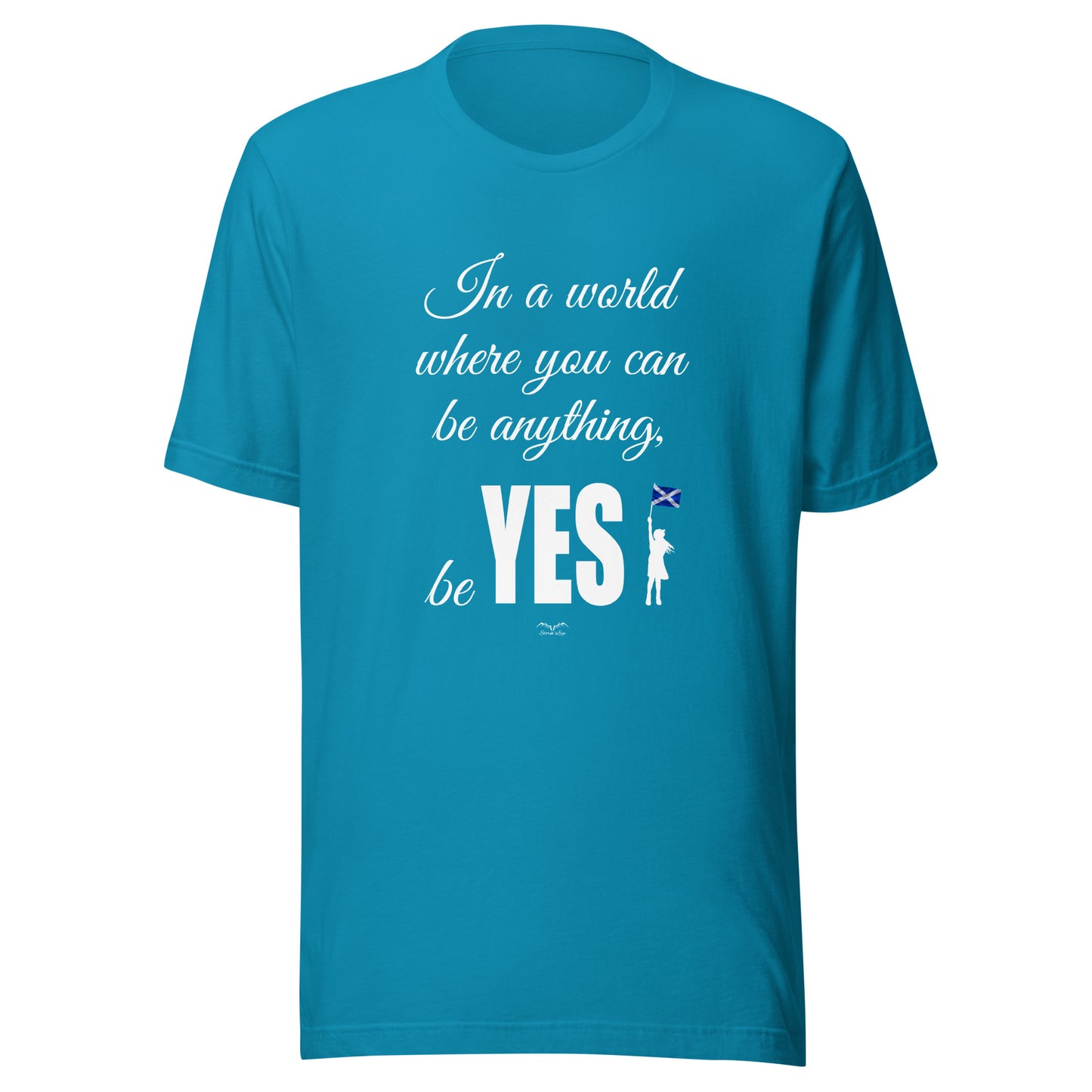 Be Yes Scottish Independence shirt by Stormseye, bright blue