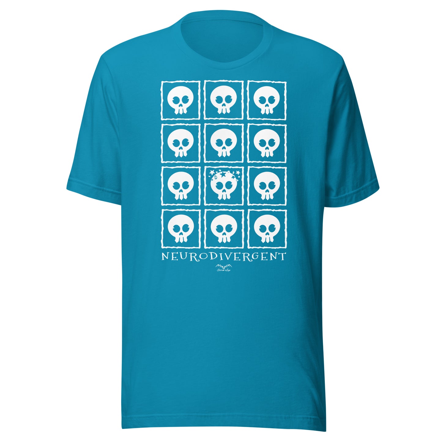 Neurodivergent skulls T-shirt by Stormseye, bright blue
