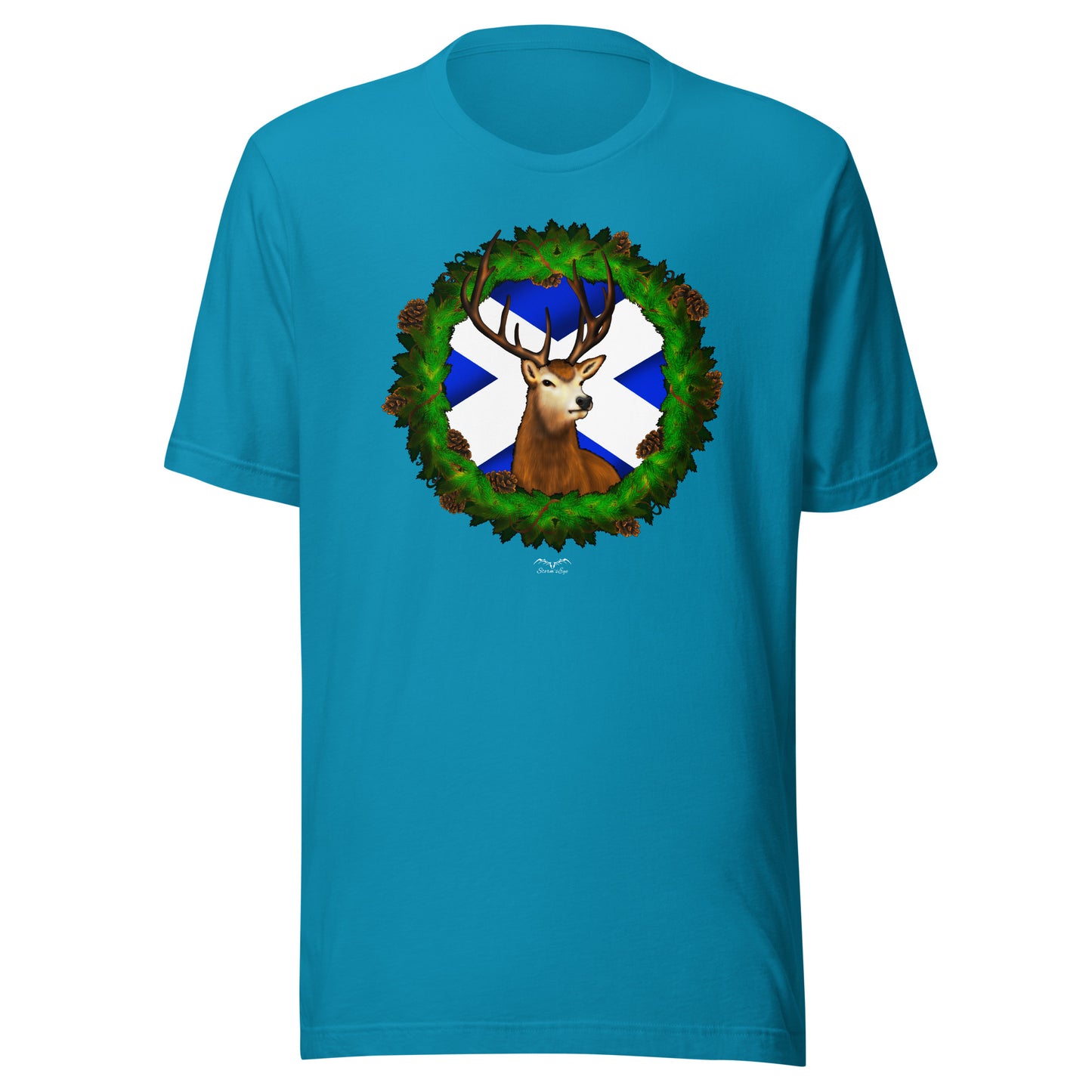 Stag & Saltire Scottish T-shirt by Stormseye, bright blue