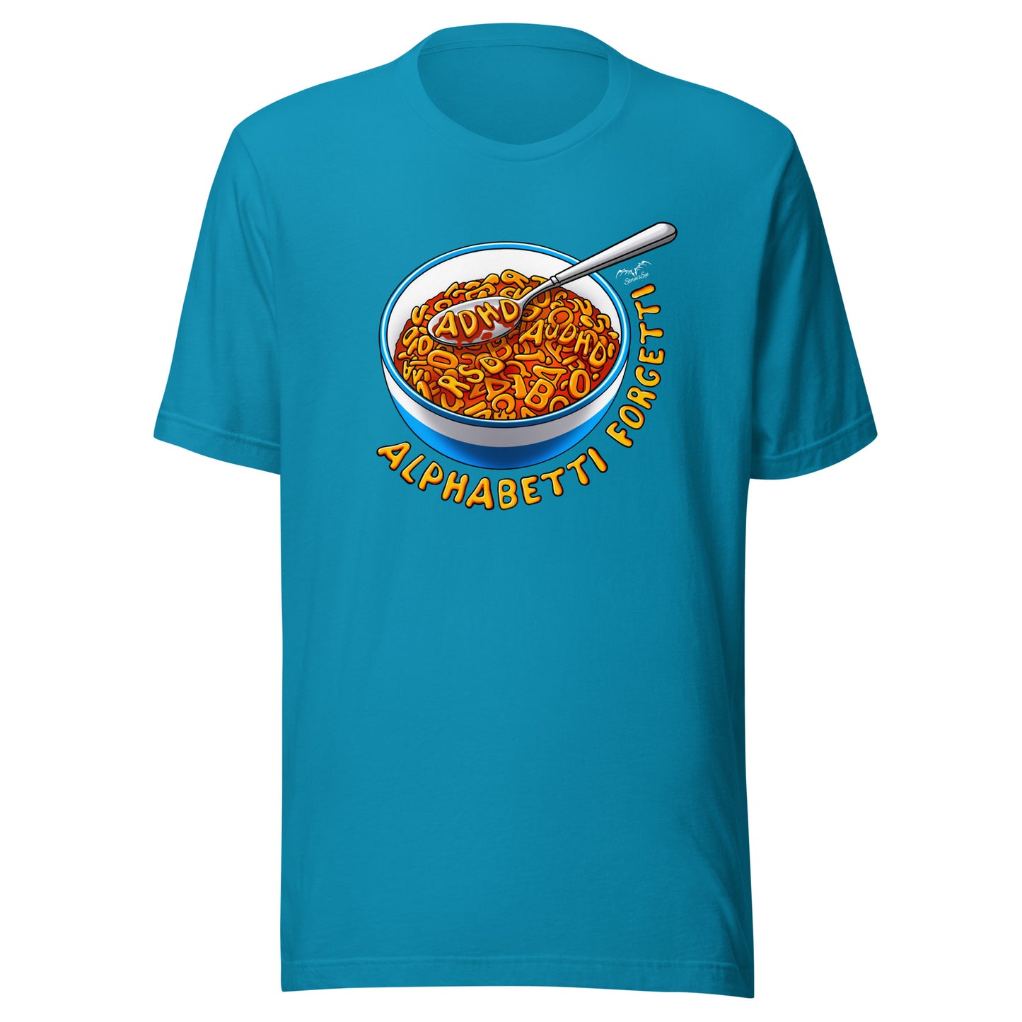 ADHD Spaghetti T-shirt by Stormseye, bright blue
