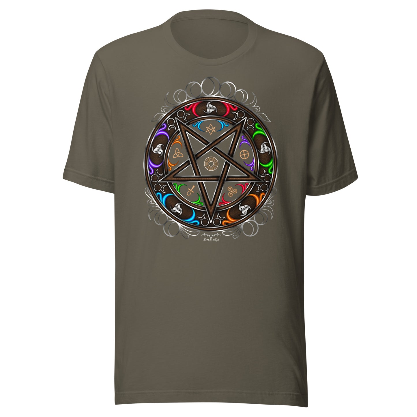 Witchy Occult Wheel Colour T-shirt | Gothic Wicca Pentagram Shirt | 7 Colours S-4XL