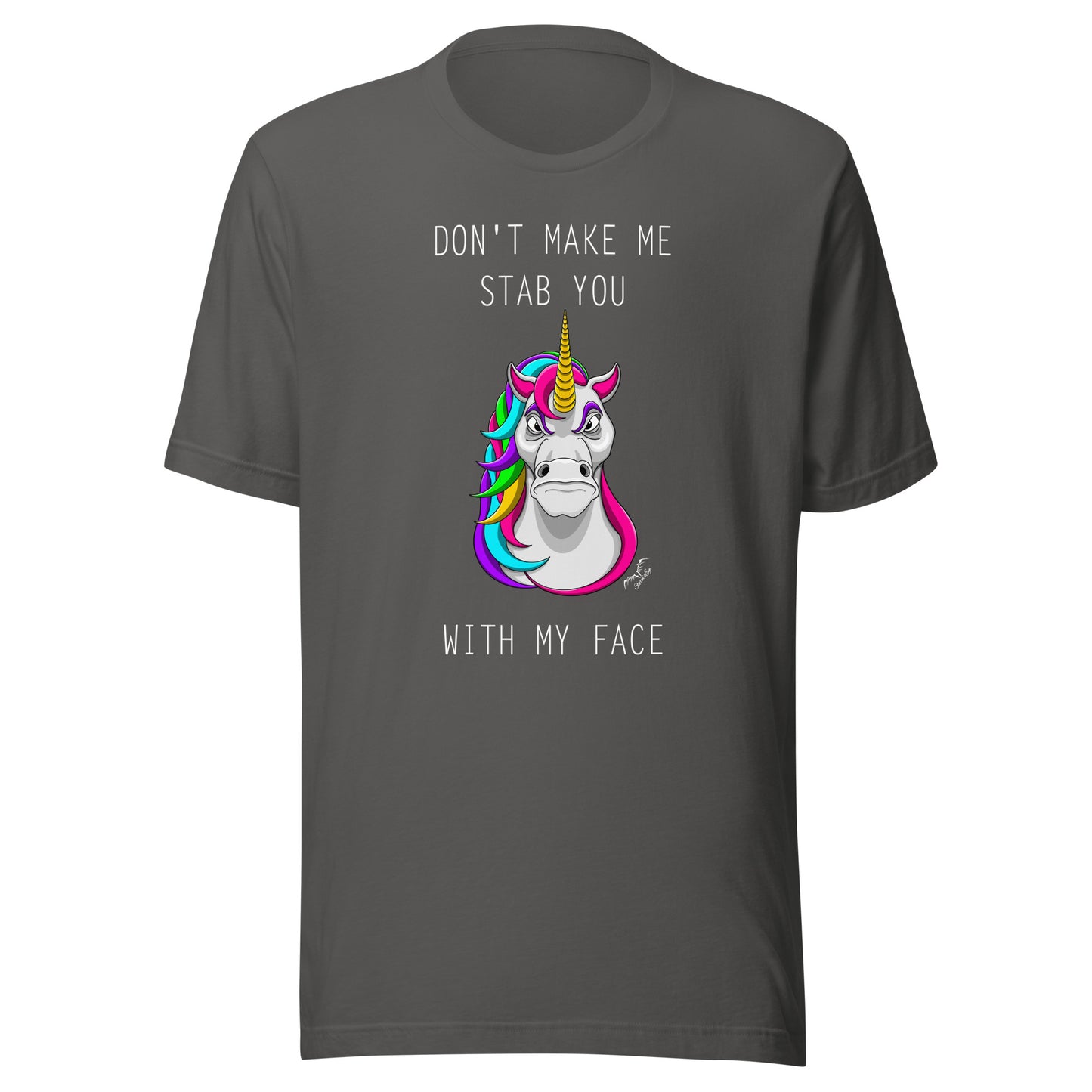 Funny Stabby Unicorn t-shirt grey, by Stormseye Design