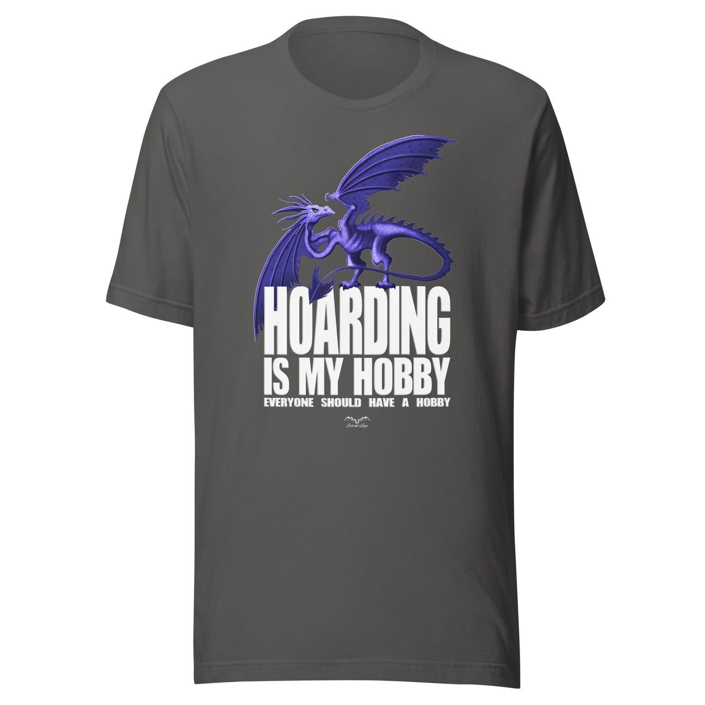 hoarding is my hobby dragon t-shirt, grey, by Stormseye Design